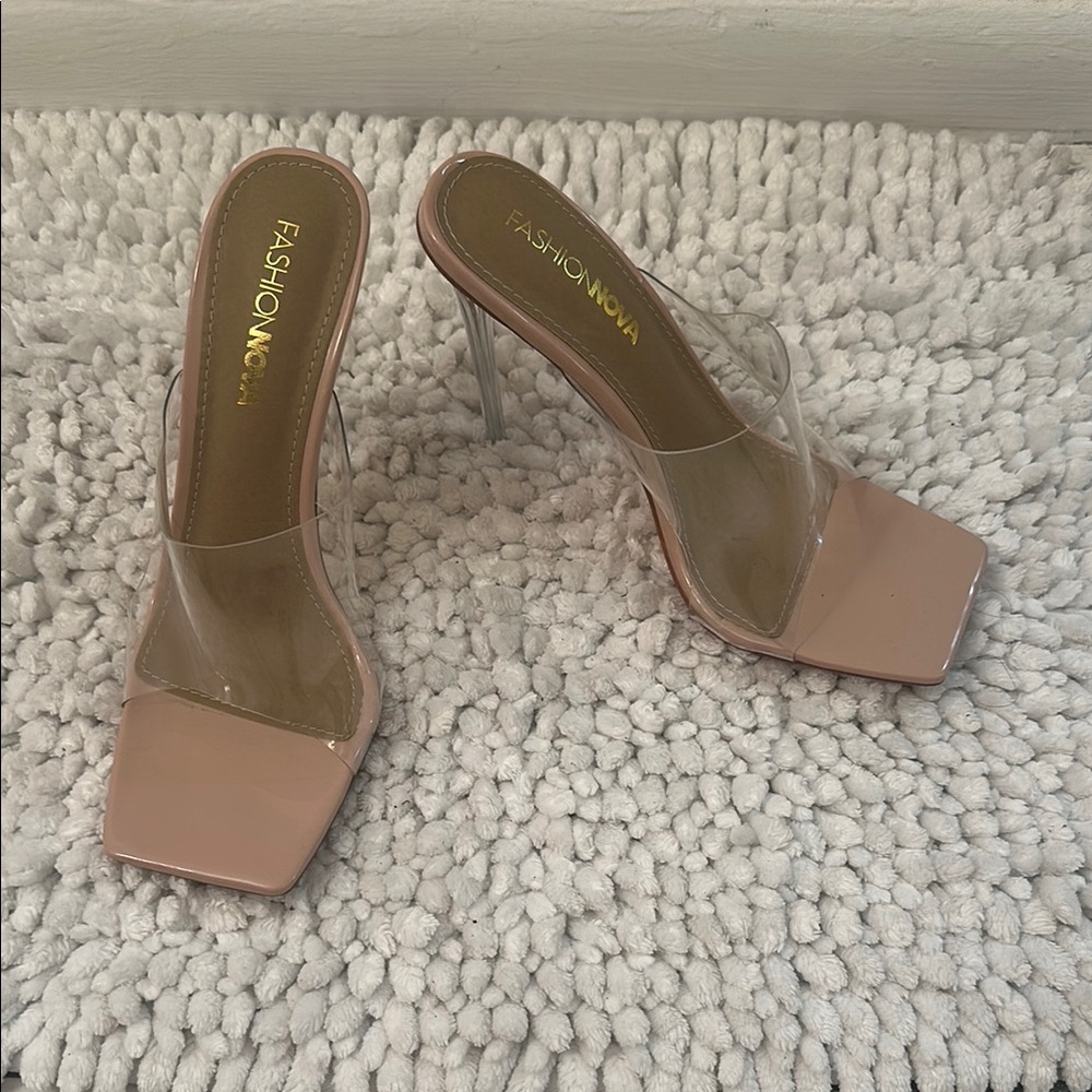 Fashion Nova Pink Clear Strap Heels